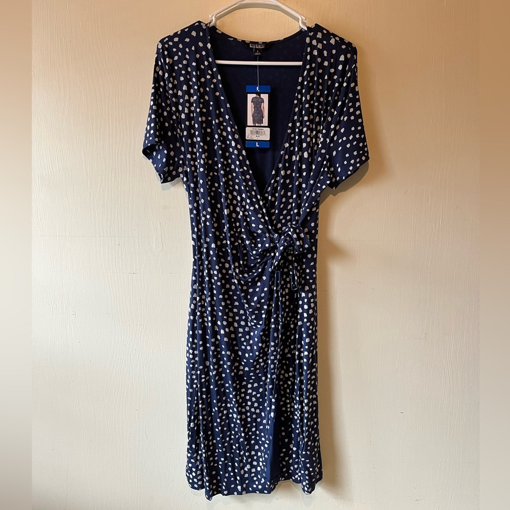 Nicole Miller faux wrap dress L